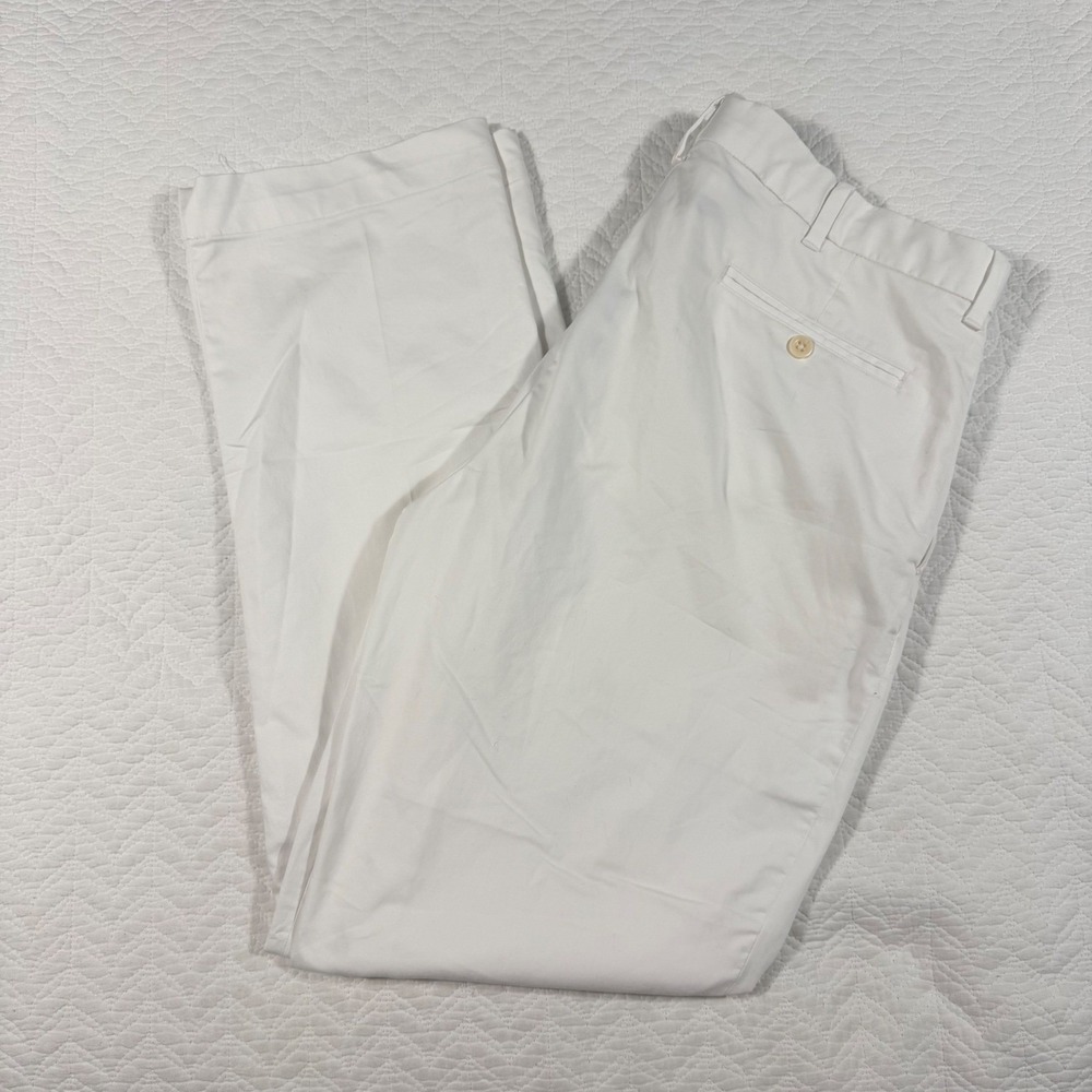 Polo Golf Ralph Lauren Mens White Cotton Blend Stretch Chino Pants Size 35x32